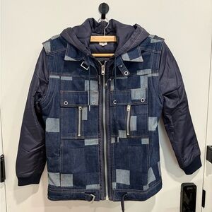 Opening Ceremony Men’s Navy Patchwork Denim & Navy Hooded Jacket